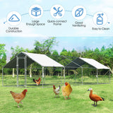 26.2 x 9.5 ft Large Walk-In Chicken Coop with Roof Cover