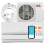 Aire acondicionado mini-split de 2 zonas, 27000 BTU, 22 SEER2 con bomba de calor