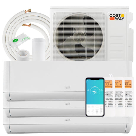 Aire acondicionado mini split de 3 zonas y 27000 BTU con bomba de calor y 22 SEER2
