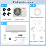 Aire acondicionado mini split de 3 zonas y 27000 BTU con bomba de calor y 22 SEER2