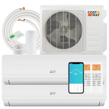 27000 BTU Aire Acondicionado Mini Split de 2 Zonas y 19 SEER2 con Bomba de Calor