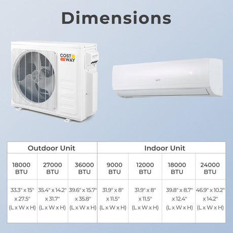 27000 BTU Aire Acondicionado Mini Split de 2 Zonas y 19 SEER2 con Bomba de Calor