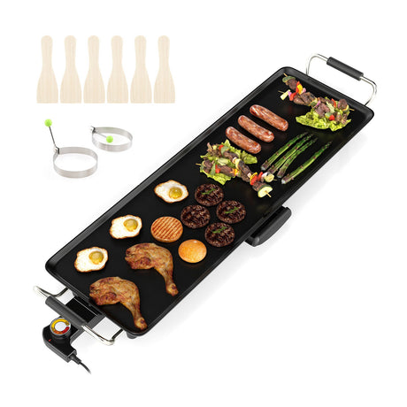 Plancha eléctrica grande antiadherente de 35 pulgadas para barbacoa con temperatura ajustable