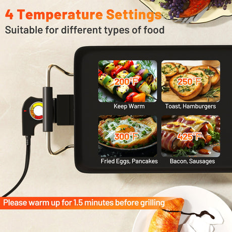 Plancha eléctrica grande antiadherente de 35 pulgadas para barbacoa con temperatura ajustable