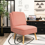 Sillón auxiliar sin brazos de terciopelo con patas de madera de caucho para dormitorio