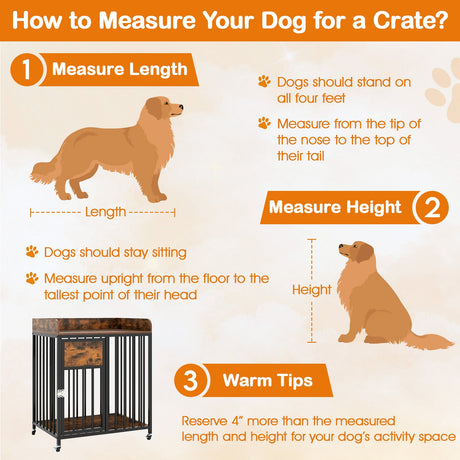 Mueble Jaula para Perros de 27.5 Pulgadas con Ruedas para Perros Pequeños y Cachorros-Marrón Rústico