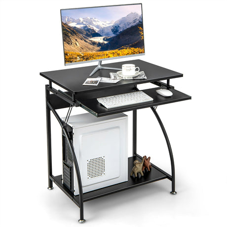 Mesa de ordenador portátil de 27.5 pulgadas para espacios pequeños con bandeja de teclado extraíble