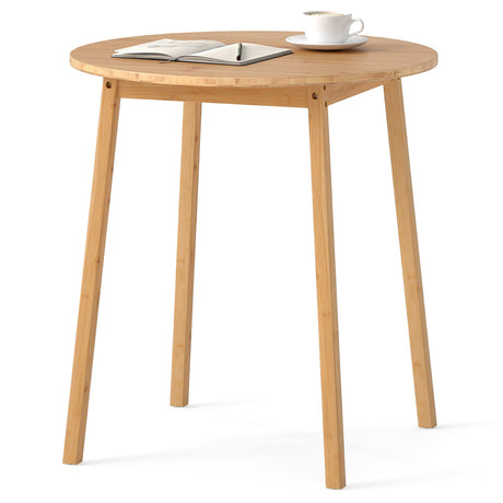 Mesa de comedor redonda de bambú de 27.5 pulgadas para 2-4 personas - Natural