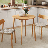 Mesa de comedor redonda de bambú de 27.5 pulgadas para 2-4 personas - Natural