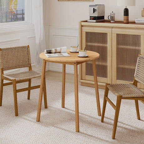 Mesa de comedor redonda de bambú de 27.5 pulgadas para 2-4 personas - Natural