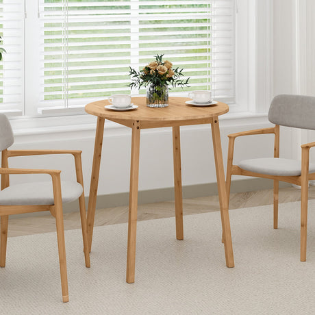 Mesa de comedor redonda de bambú de 27.5 pulgadas para 2-4 personas - Natural