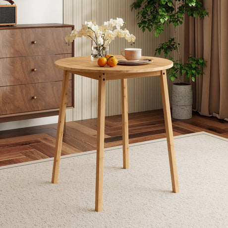 Mesa de comedor redonda de bambú de 27.5 pulgadas para 2-4 personas - Natural