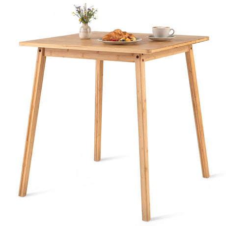 Mesa de comedor cuadrada de bambú de 27.5 pulgadas para 2-4 personas - Natural