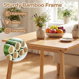 Mesa de comedor cuadrada de bambú de 27.5 pulgadas para 2-4 personas - Natural