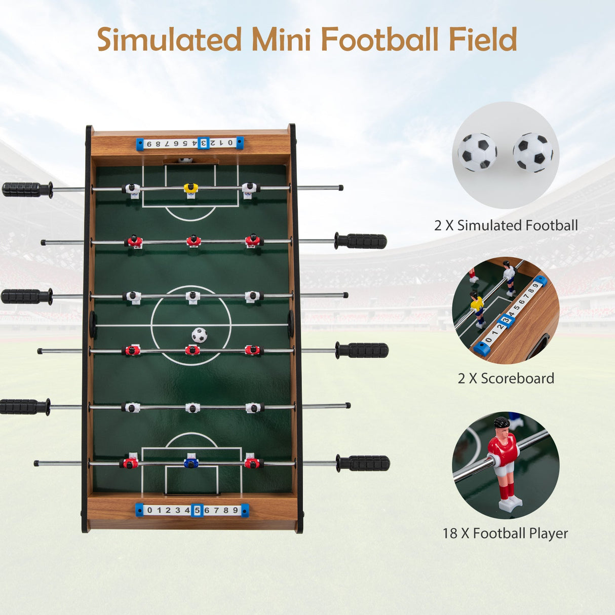 Mesa de futbolín de 27 pulgadas, mini juego de fútbol de mesa