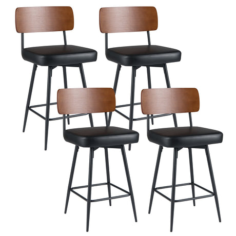 Juego de 4 taburetes de barra de 27 pulgadas acolchados con patas de metal