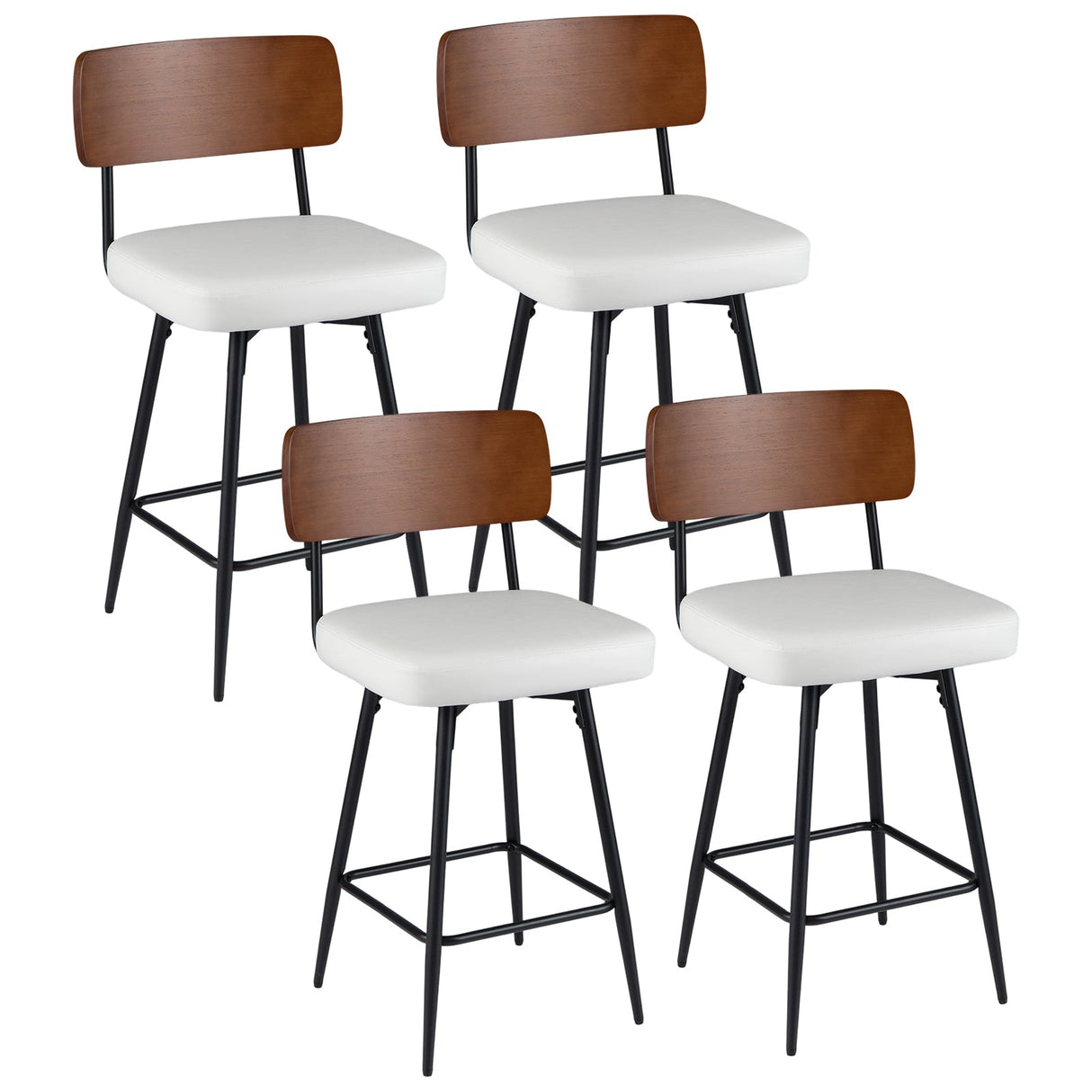 Juego de 4 taburetes de barra de 27 pulgadas acolchados con patas de metal