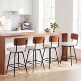 27 Inch Padded Counter Barstools Set of 2 with Metal Legs