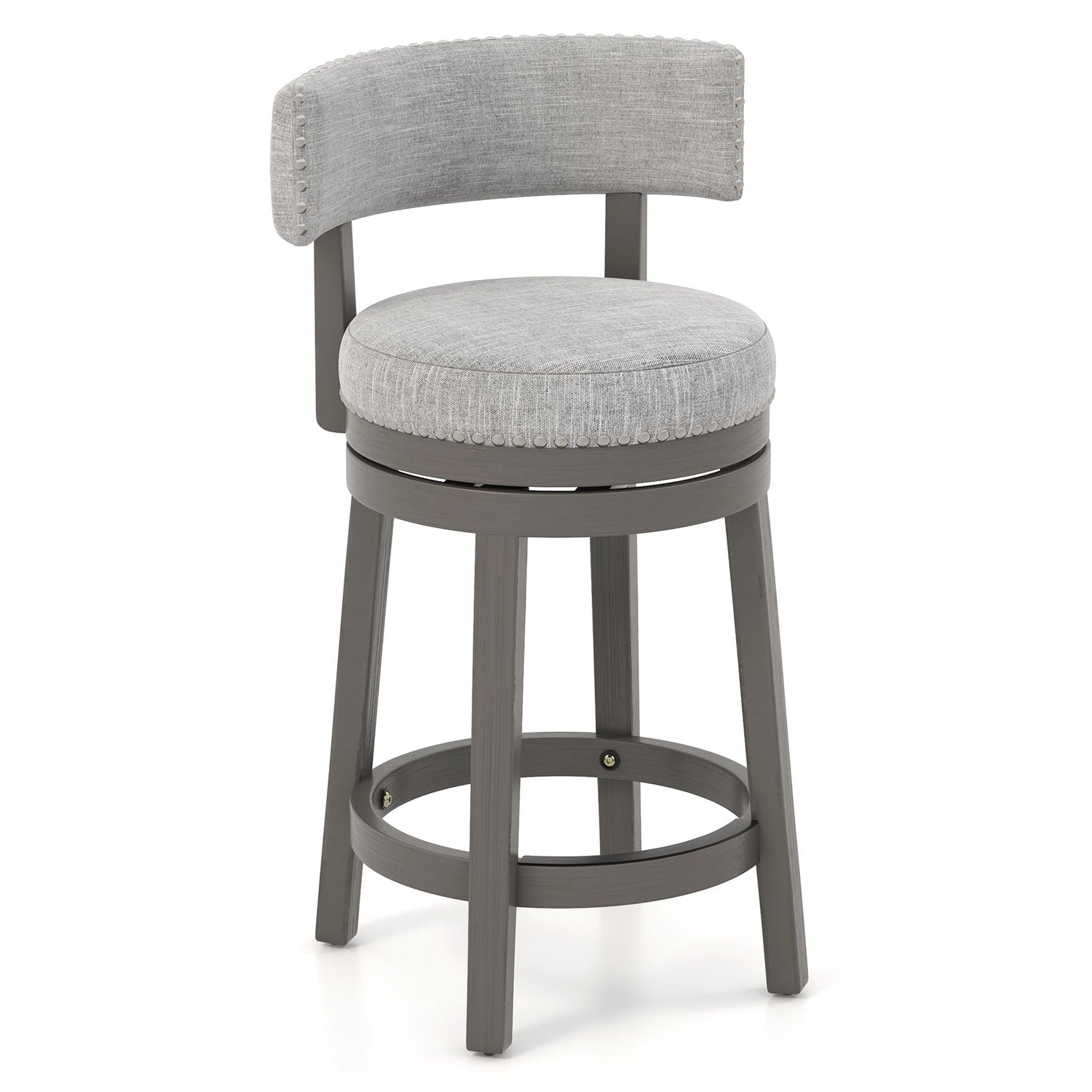 Taburete de bar giratorio de 27/31 pulgadas con asiento trasero tapizado y reposapiés