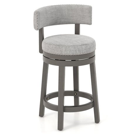 Taburete de bar giratorio de 27/31 pulgadas con asiento trasero tapizado y reposapiés
