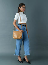 El bolso Croco - Beige