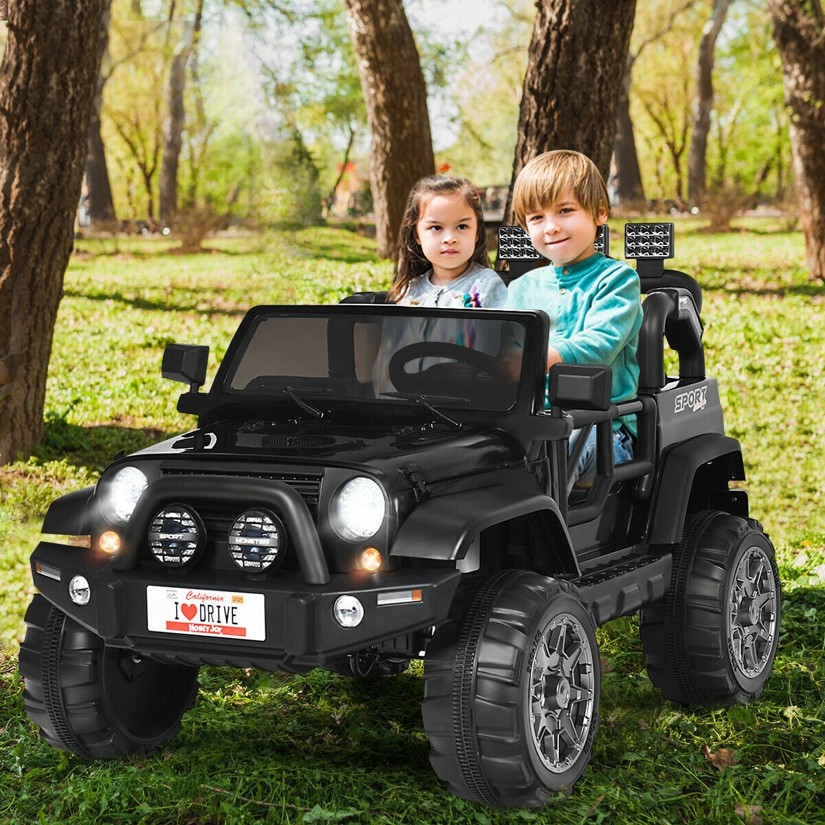 12V 2-Seater Ride on Car Truck with Remote Control and Storage Room