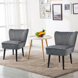 Juego de 2 sillones modernos tapizados con patas de madera maciza