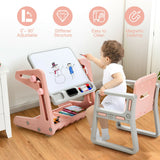 Set de mesa y silla para niños 2 en 1 con caballete y tablero de pintura artística ajustable