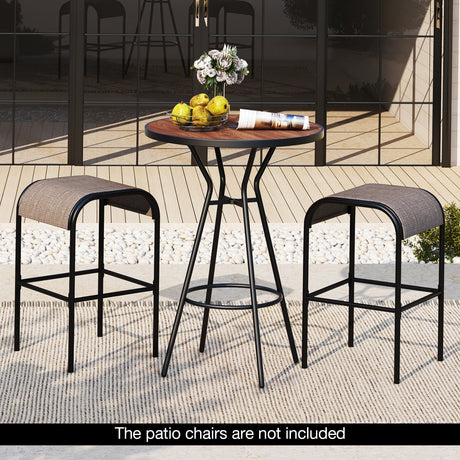 Mesa de bar para exteriores de 28 pulgadas con tablero tipo madera para patio o jardín