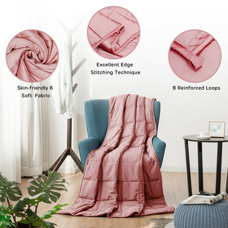 Manta pesada y suave de 20 lb, 60" x 80", transpirable, con tejido de bambú natural - Rosa