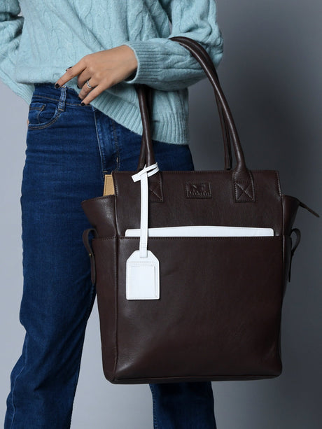 Bolso Tote de Cuero Marrón Castaño Chestnut Charm