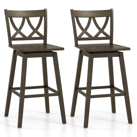 Juego de 2 taburetes de bar de 24/29 pulgadas, sillas de bar de madera con estructura de madera de caucho