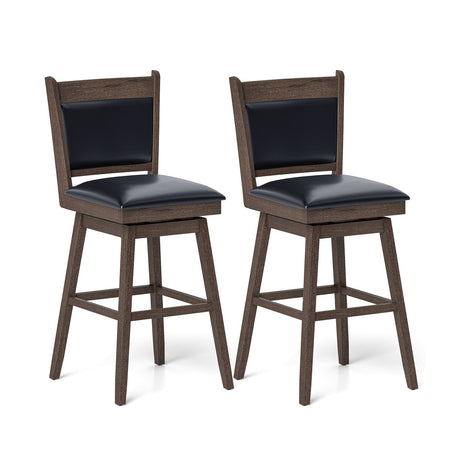 Taburetes de bar acolchados de 25/29 pulgadas, juego de 2 con asiento giratorio y reposapiés