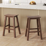 29 Inch HDPE Patio Bar Stool Set of 2 Armless Saddle Stools