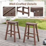 29 Inch HDPE Patio Bar Stool Set of 2 Armless Saddle Stools