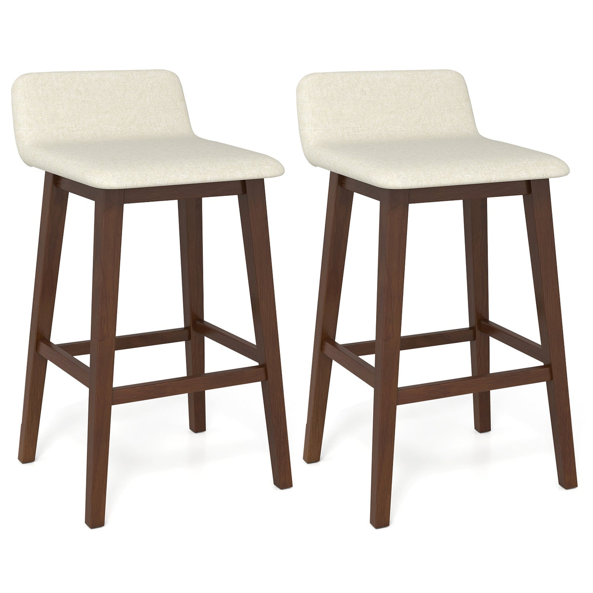 29 Inch Low-Back High-Top Chairs with Padded Seat and Rubber Wood Legs
