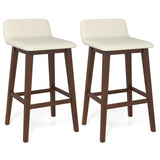 29 Inch Low-Back High-Top Chairs with Padded Seat and Rubber Wood Legs
