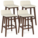 29 Inch Low-Back High-Top Chairs with Padded Seat and Rubber Wood Legs