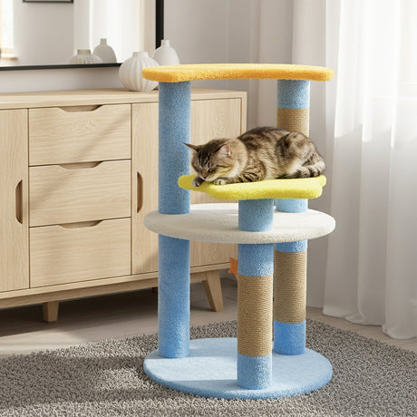 Árbol para gatos moderno y bonito de 29 pulgadas con plataformas en forma de estrella y luna