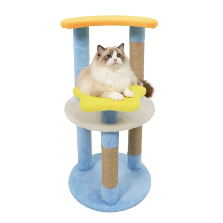 Árbol para gatos moderno y bonito de 29 pulgadas con plataformas en forma de estrella y luna