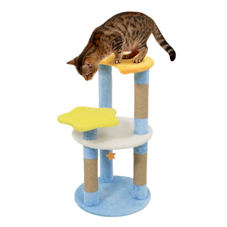 Árbol para gatos moderno y bonito de 29 pulgadas con plataformas en forma de estrella y luna