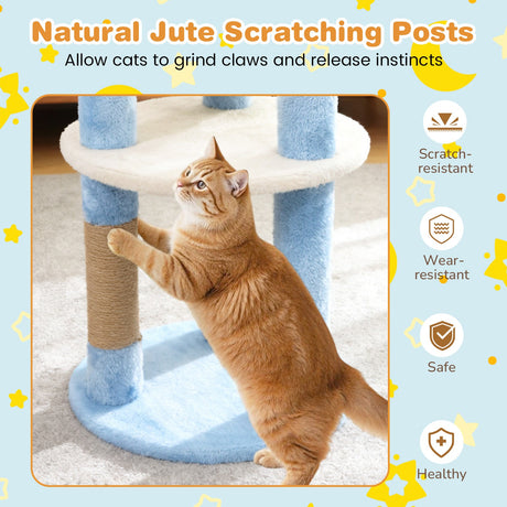 Árbol para gatos moderno y bonito de 29 pulgadas con plataformas en forma de estrella y luna