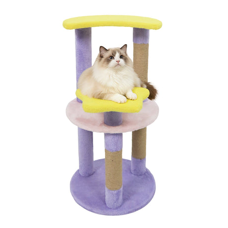 Árbol para gatos moderno y bonito de 29 pulgadas con plataformas en forma de estrella y luna