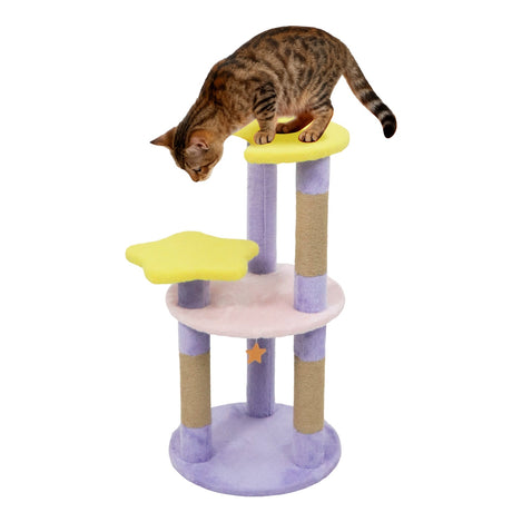 Árbol para gatos moderno y bonito de 29 pulgadas con plataformas en forma de estrella y luna