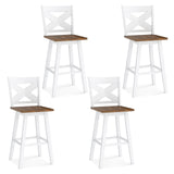 29" Rubberwood Swivel Barstools Set of 4 with Backrest and Large Seat