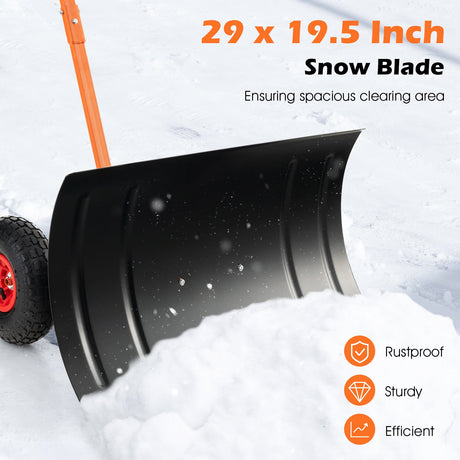 Empujador de Nieve de 29 Pulgadas para Entradas de Vehículos - Naranja
