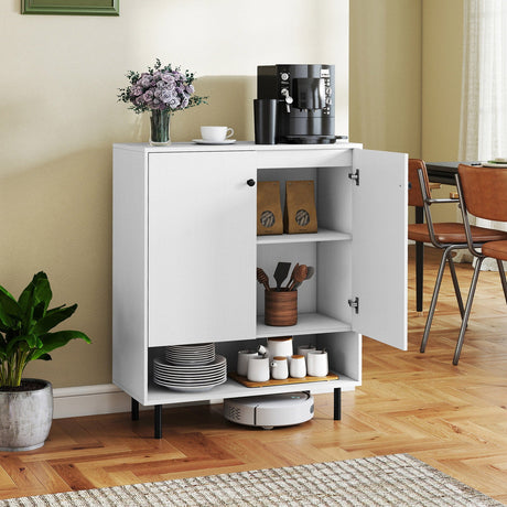 Aparador bufet de cocina de 2 puertas con estante ajustable - Blanco