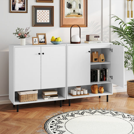 Aparador bufet de cocina de 2 puertas con estante ajustable - Blanco