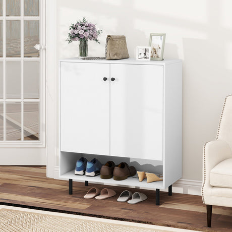 Aparador bufet de cocina de 2 puertas con estante ajustable - Blanco