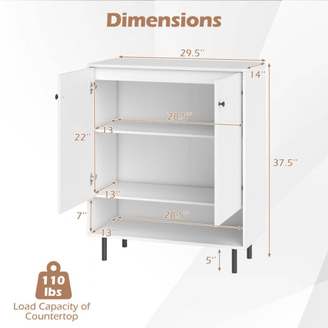Aparador bufet de cocina de 2 puertas con estante ajustable - Blanco